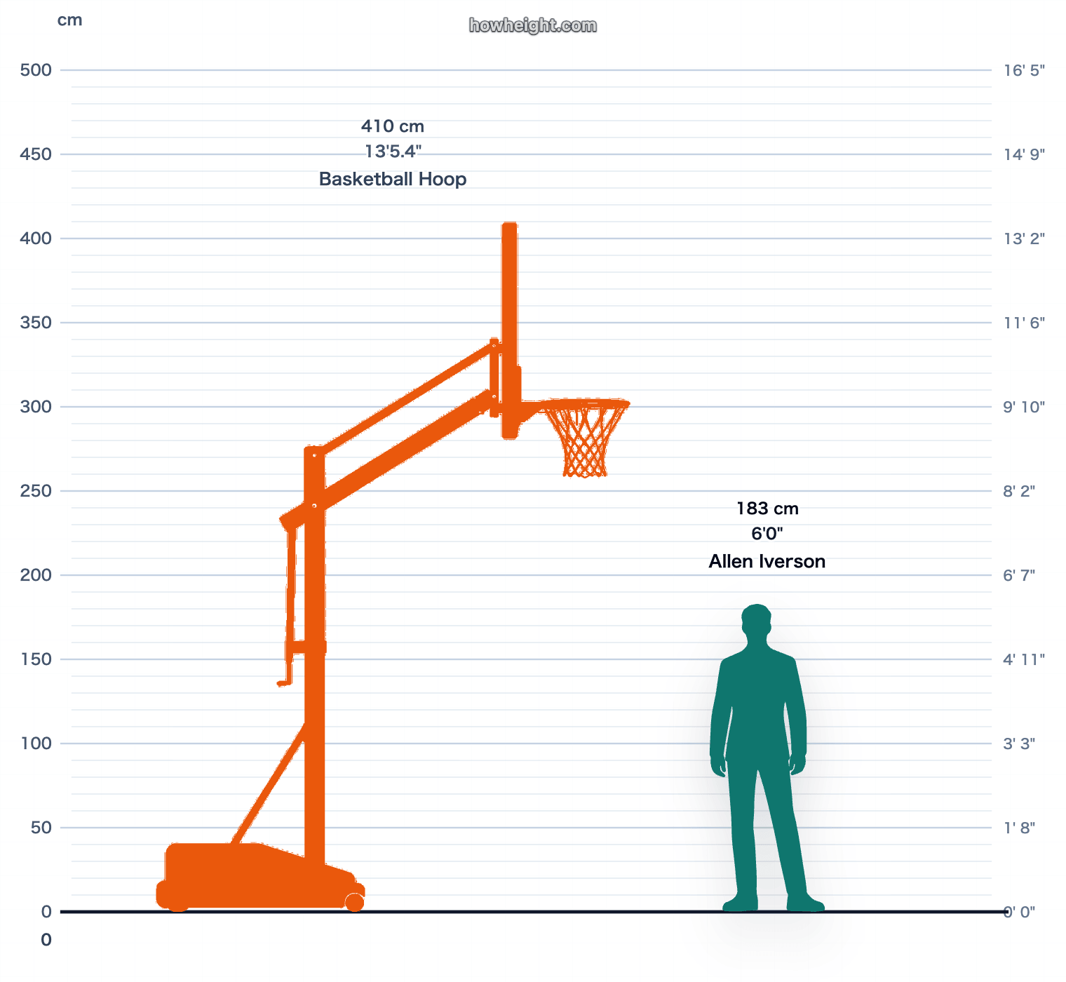 Allen Iverson compared with Basketball hoop