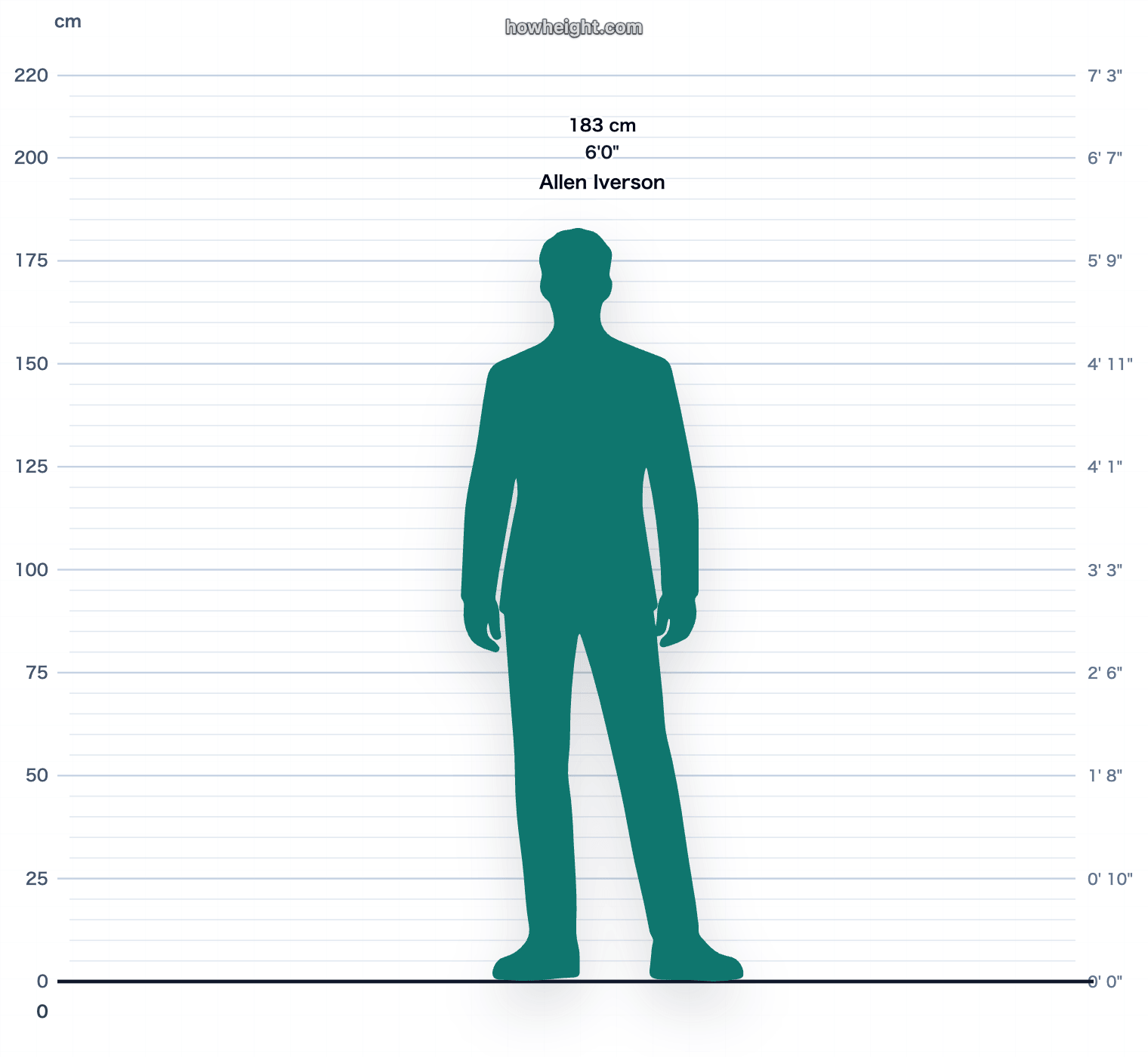 Allen Iverson 183 cm height chart