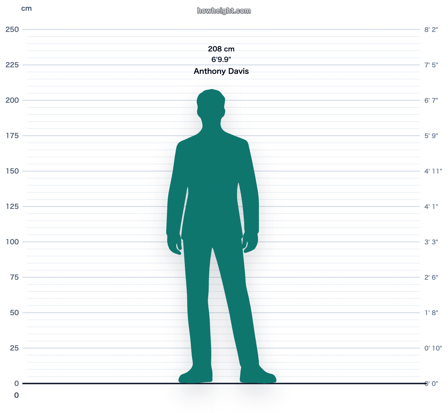 Anthony Davis 208 cm height chart