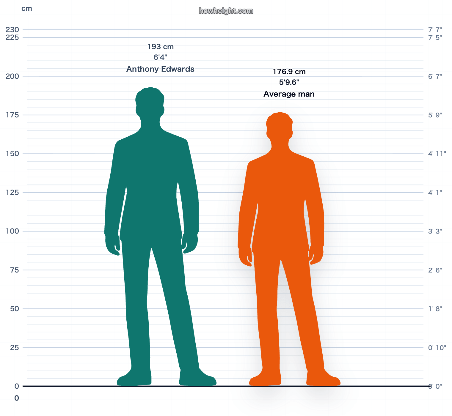 Anthony Edwards compared with United States men average