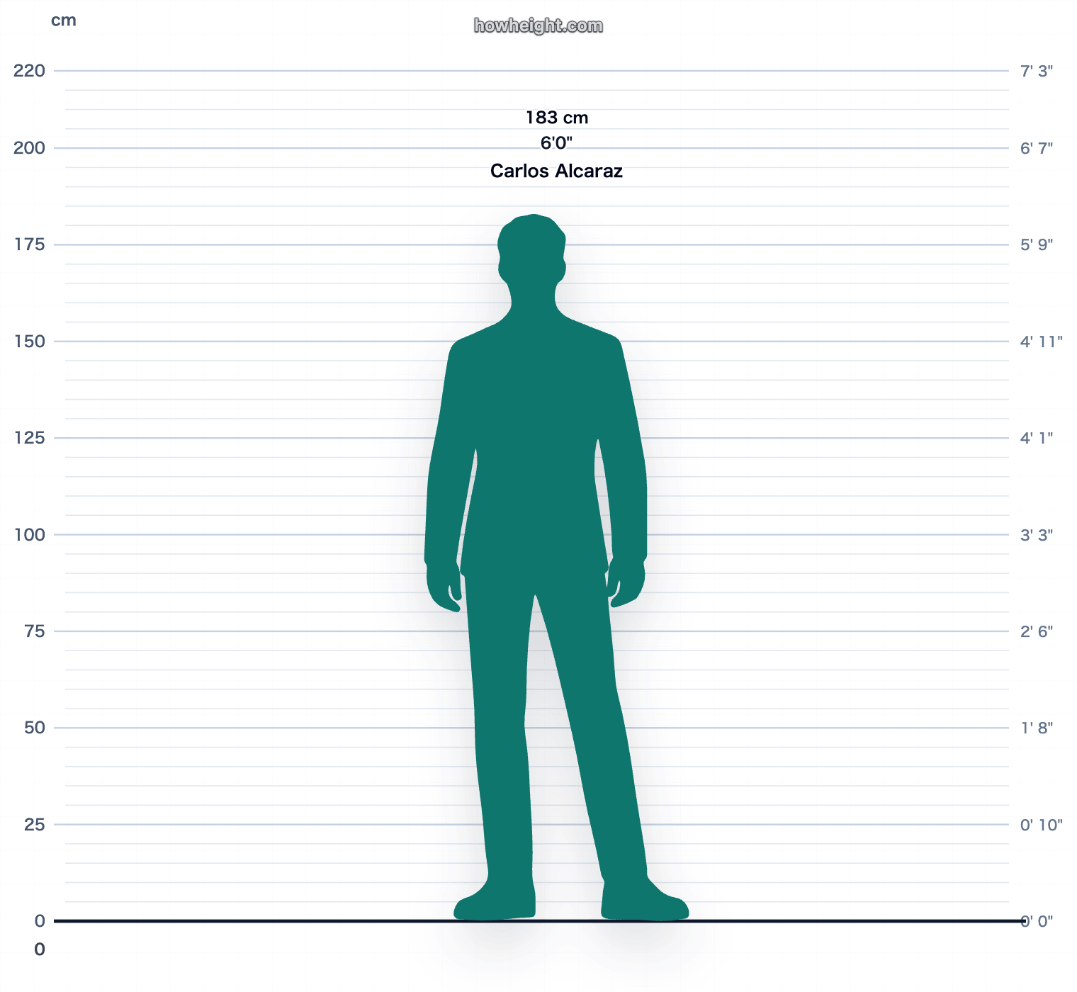 Carlos Alcaraz 183 cm height chart