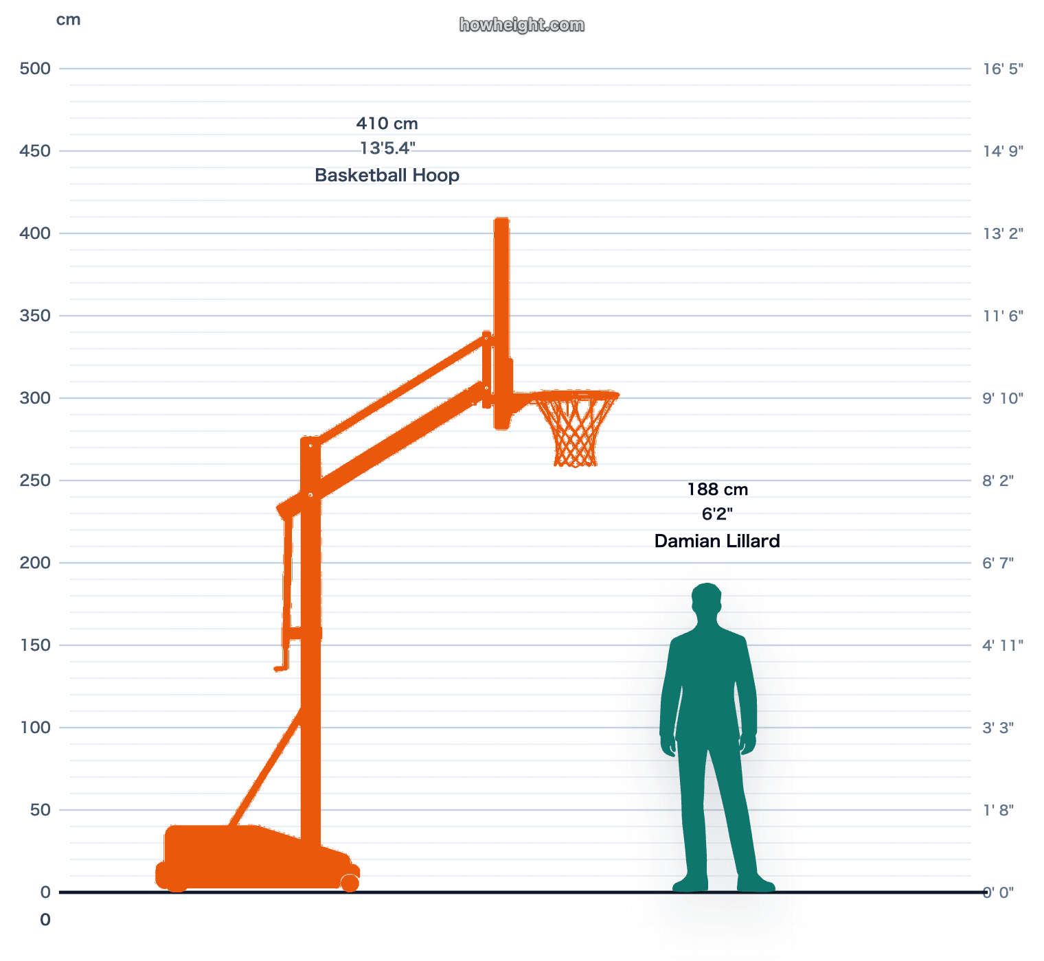 Damian Lillard compared with Basketball hoop