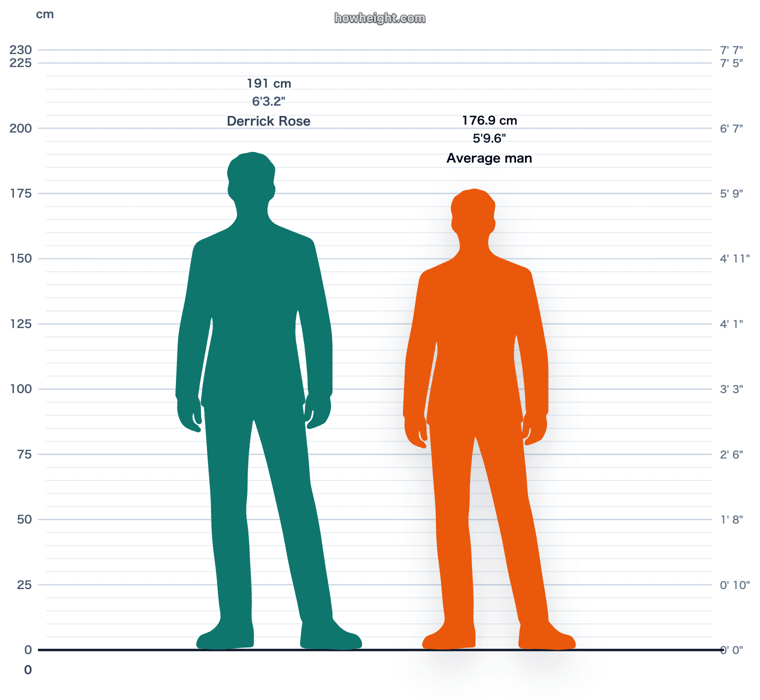 Derrick Rose compared with United States men average