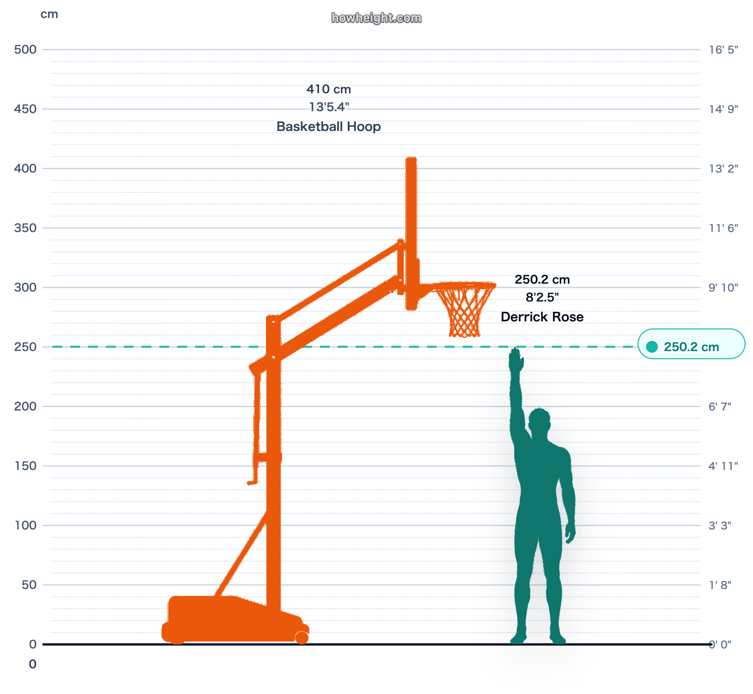 Derrick Rose standing reach vs rim chart