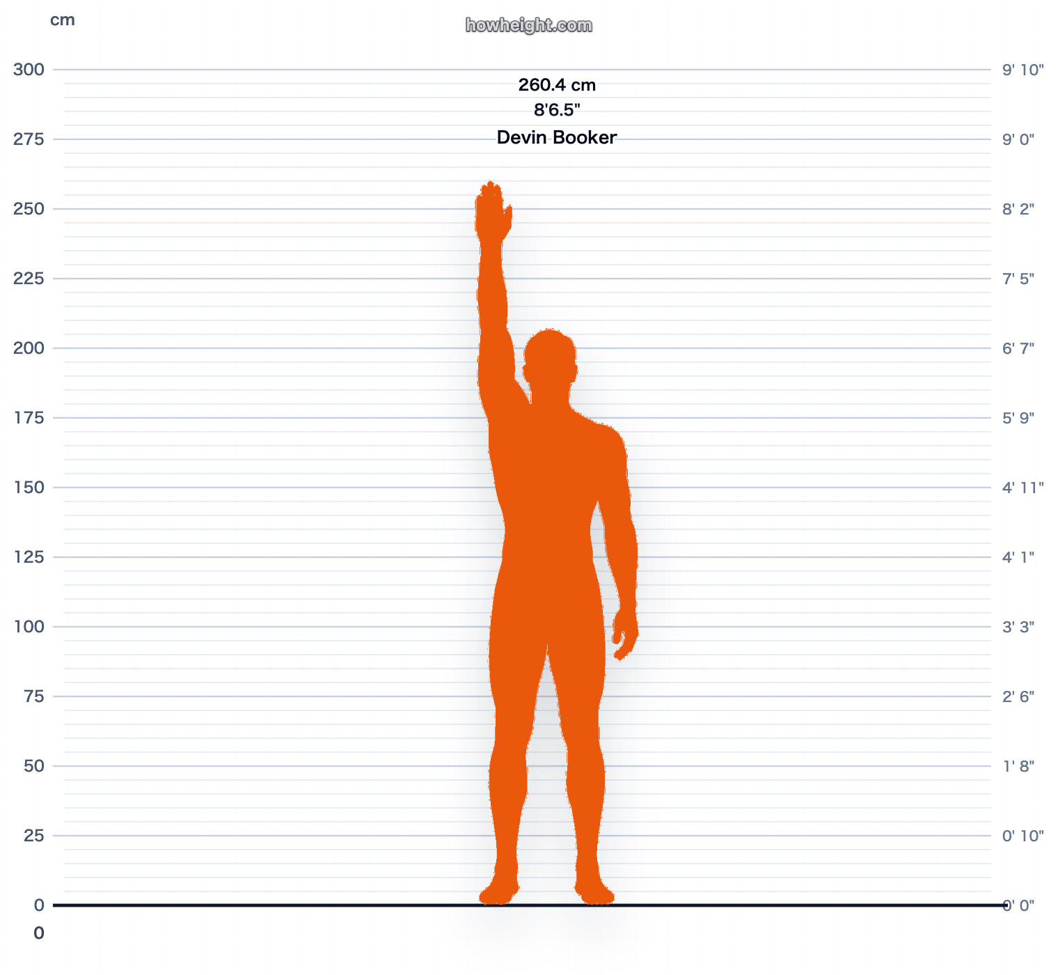 Devin Booker standing reach chart