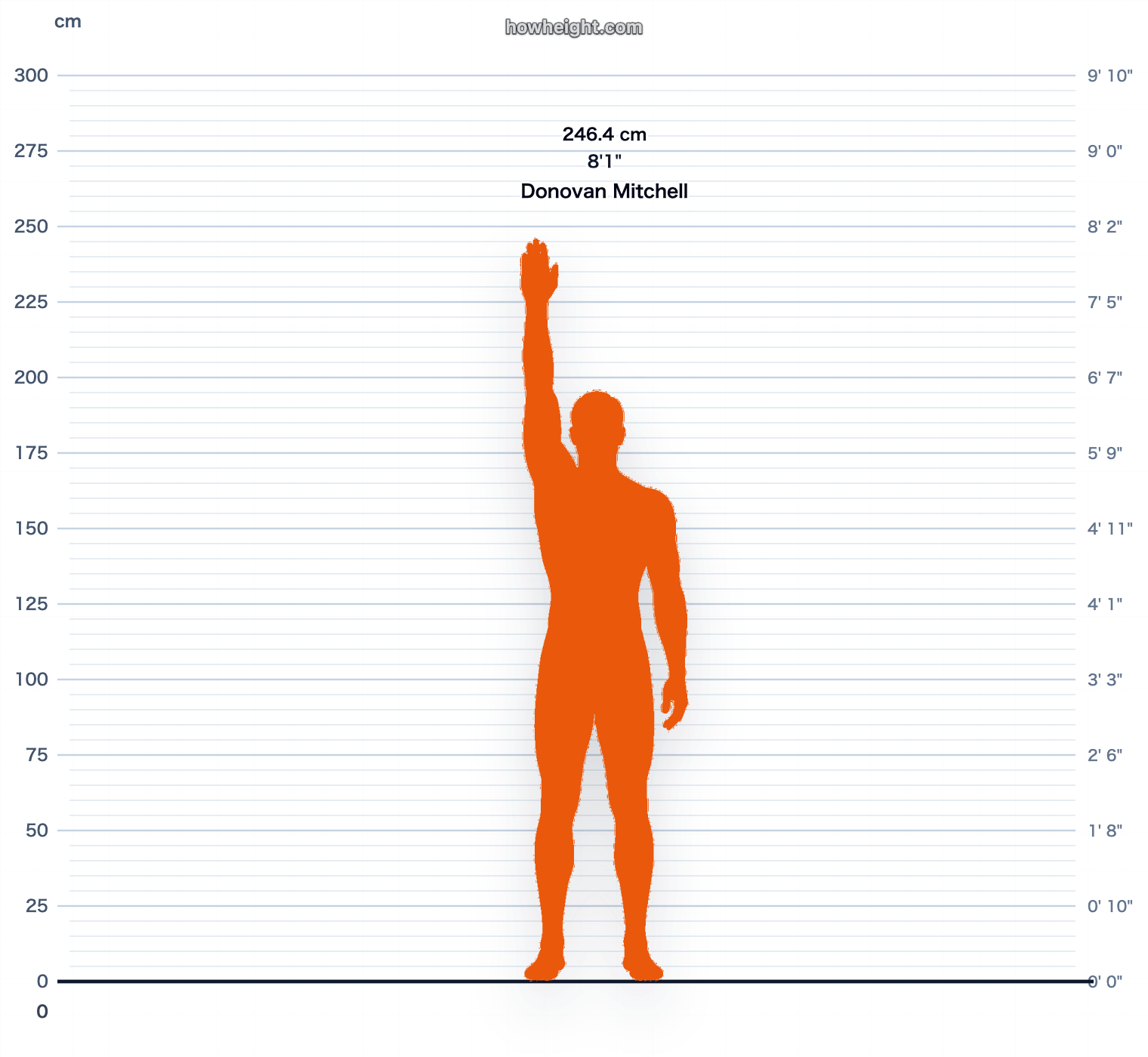Donovan Mitchell standing reach chart