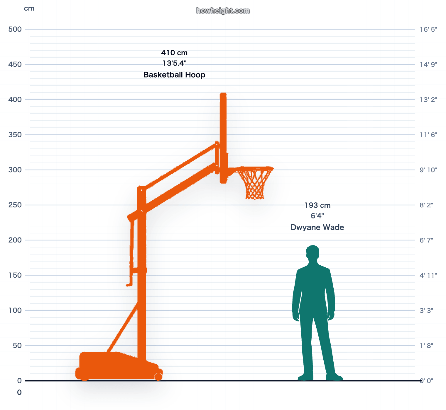 Dwyane Wade compared with Basketball hoop