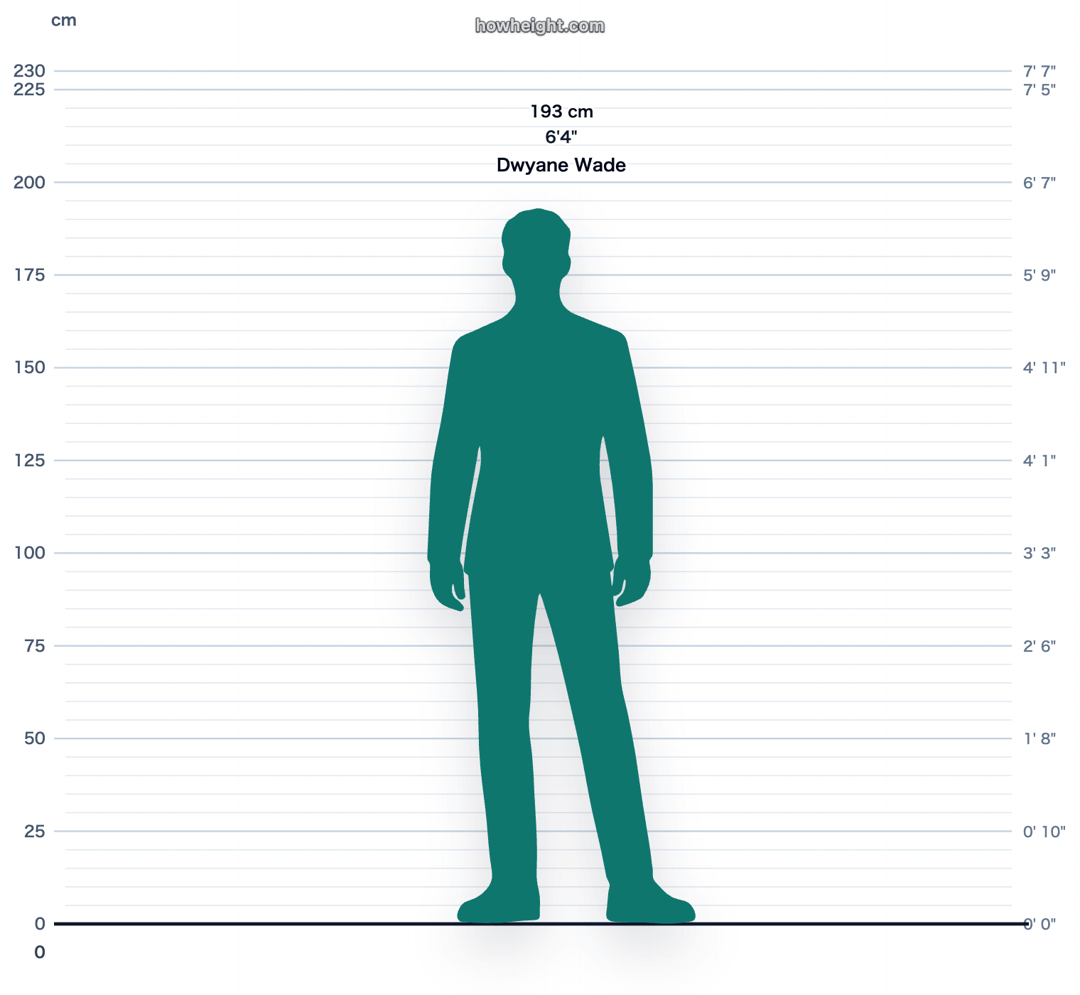 Dwyane Wade 193 cm height chart