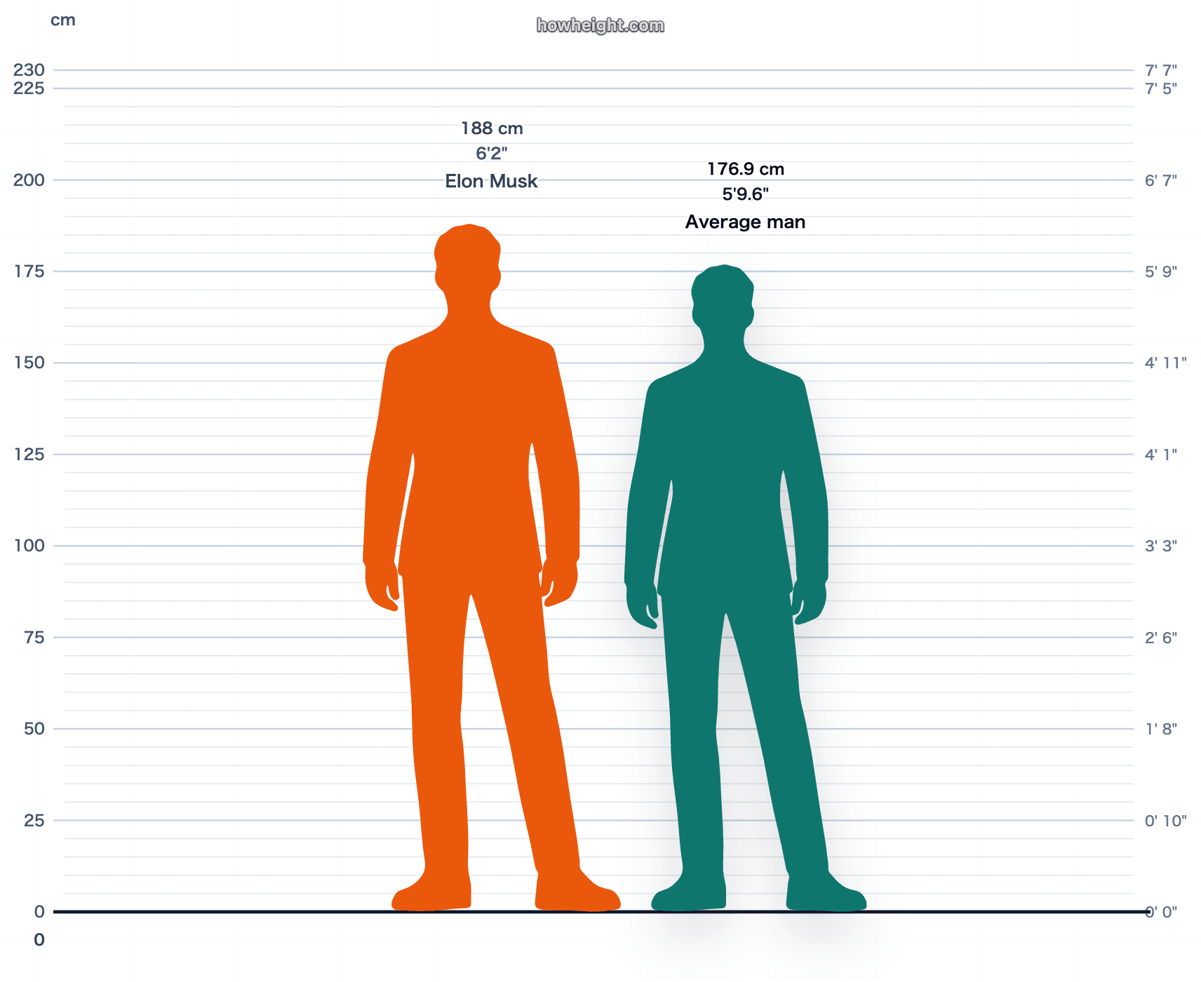 Elon Musk compared with United States men average