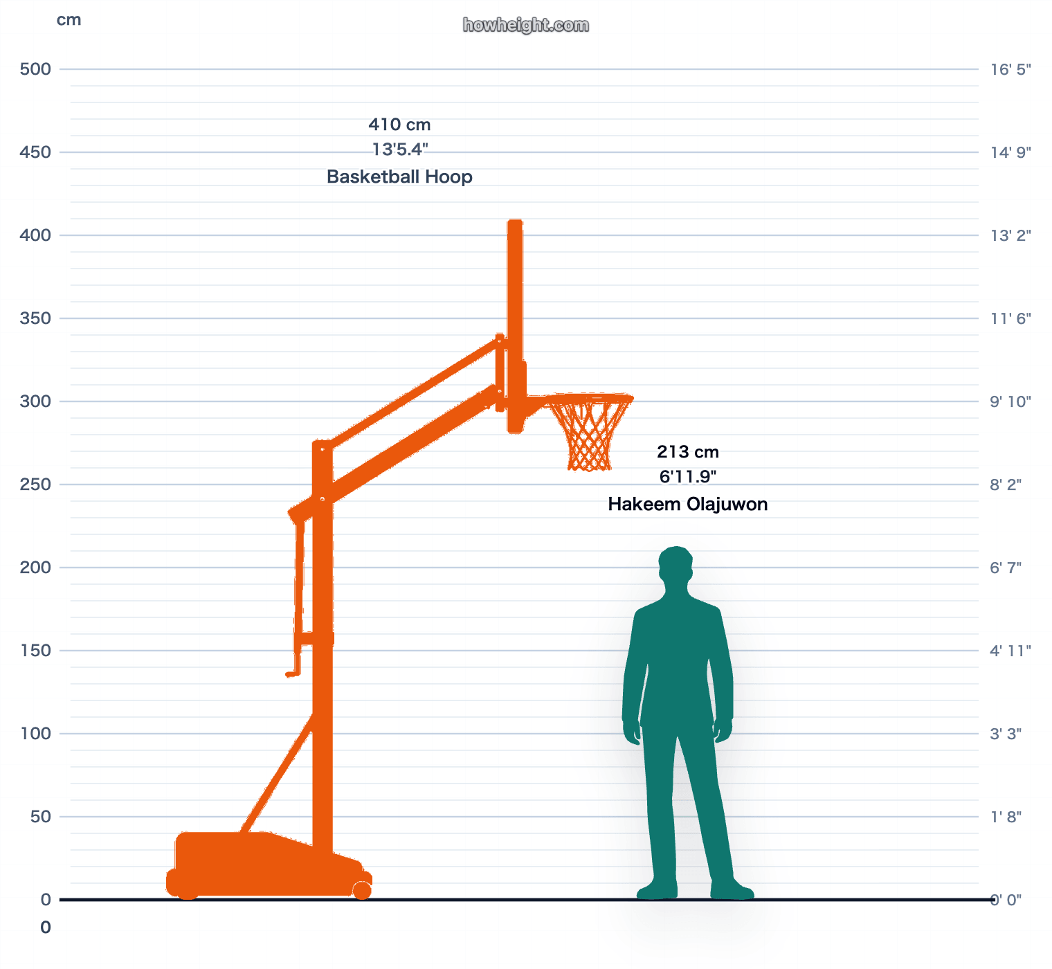 Hakeem Olajuwon compared with Basketball hoop