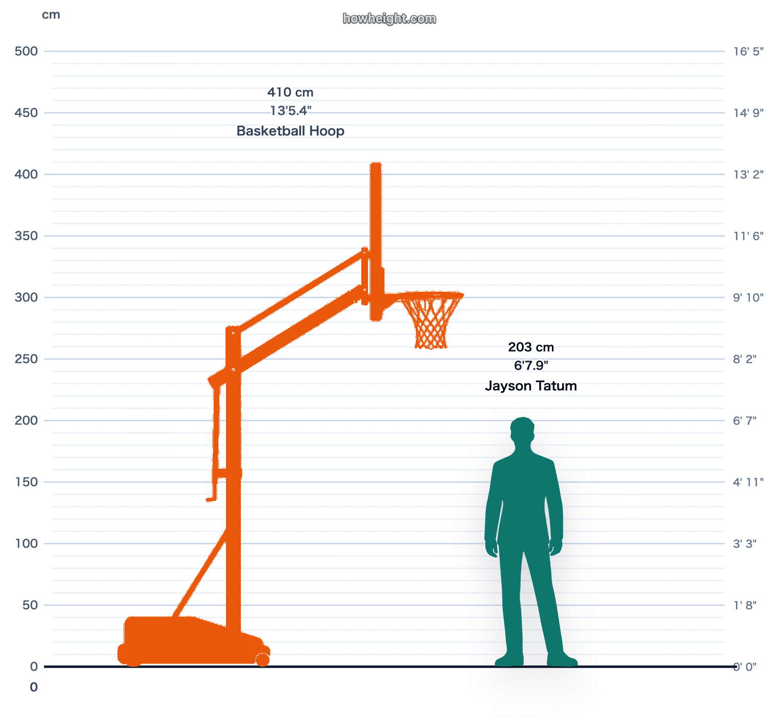 Jayson Tatum compared with Basketball hoop