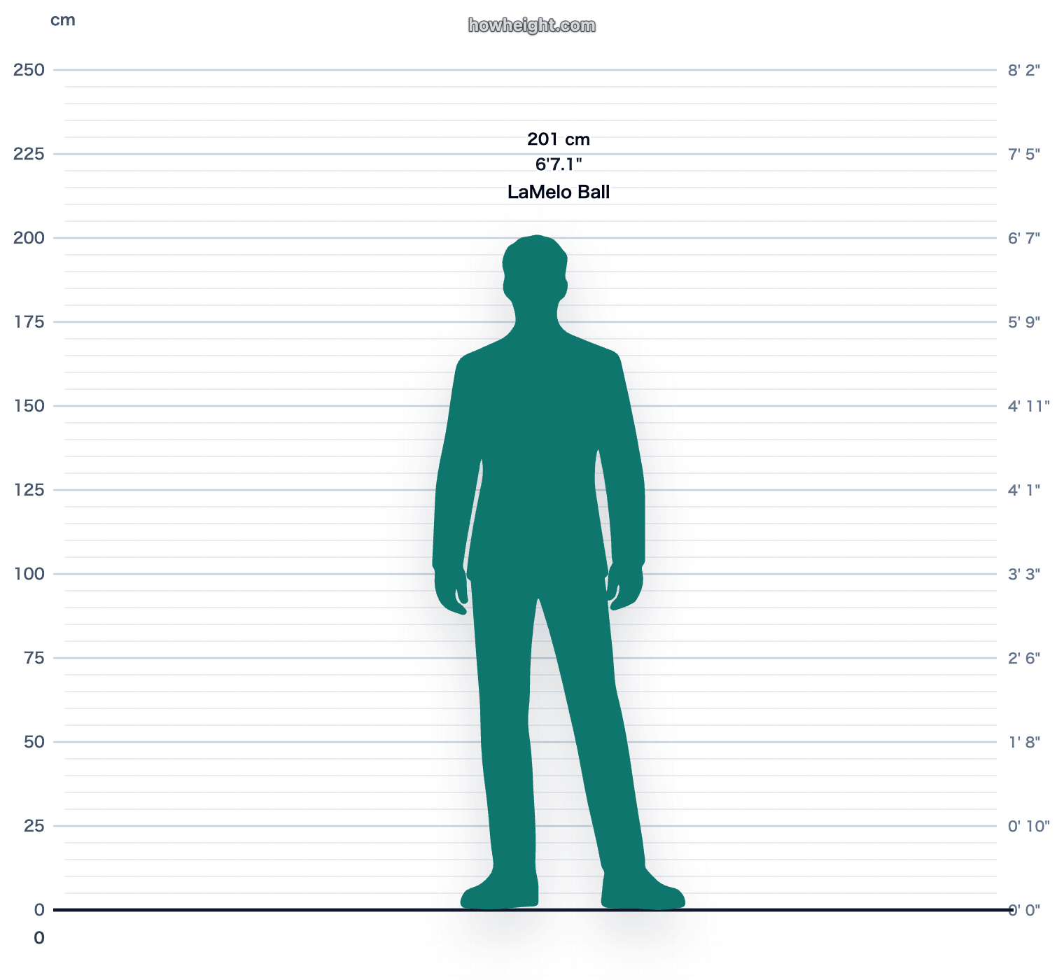 LaMelo Ball 201 cm height chart