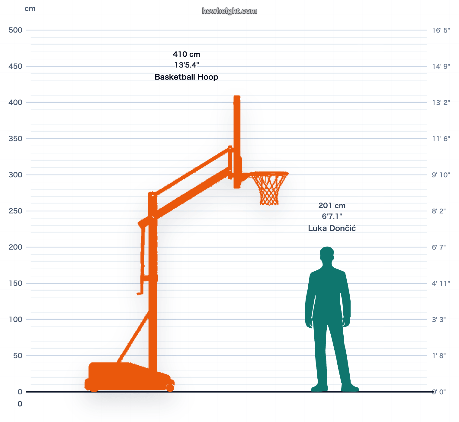 Luka Dončić compared with Basketball hoop