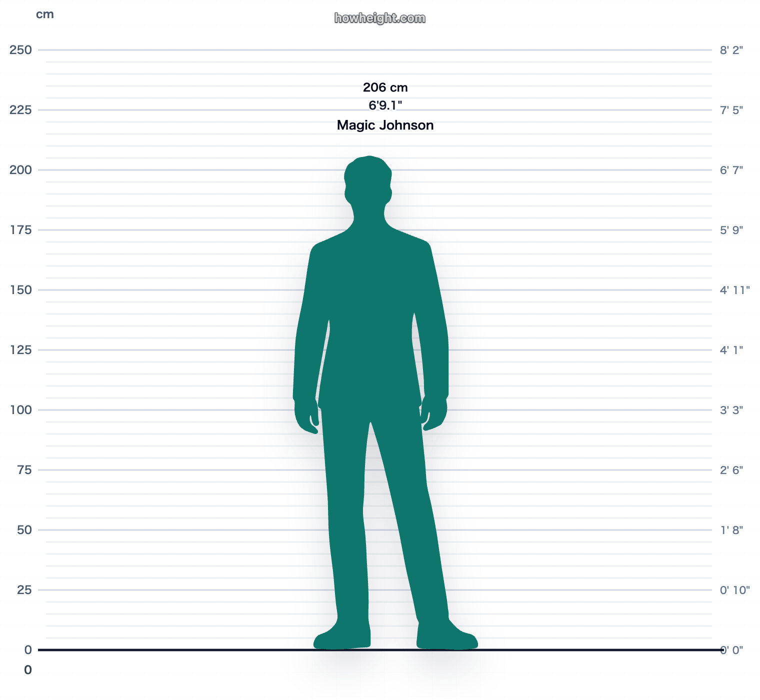 Magic Johnson 206 cm height chart