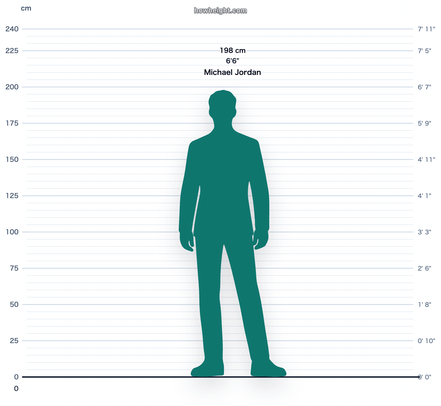 Michael Jordan 198 cm height chart