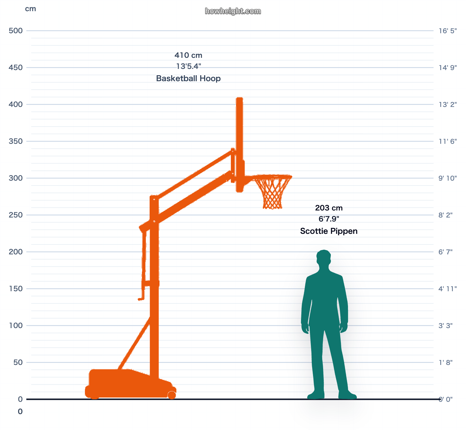 Scottie Pippen compared with Basketball hoop