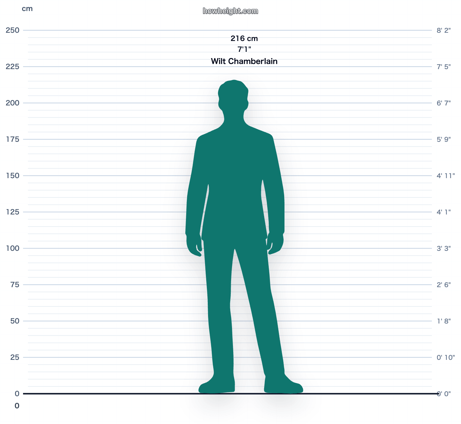 Wilt Chamberlain 216 cm height chart
