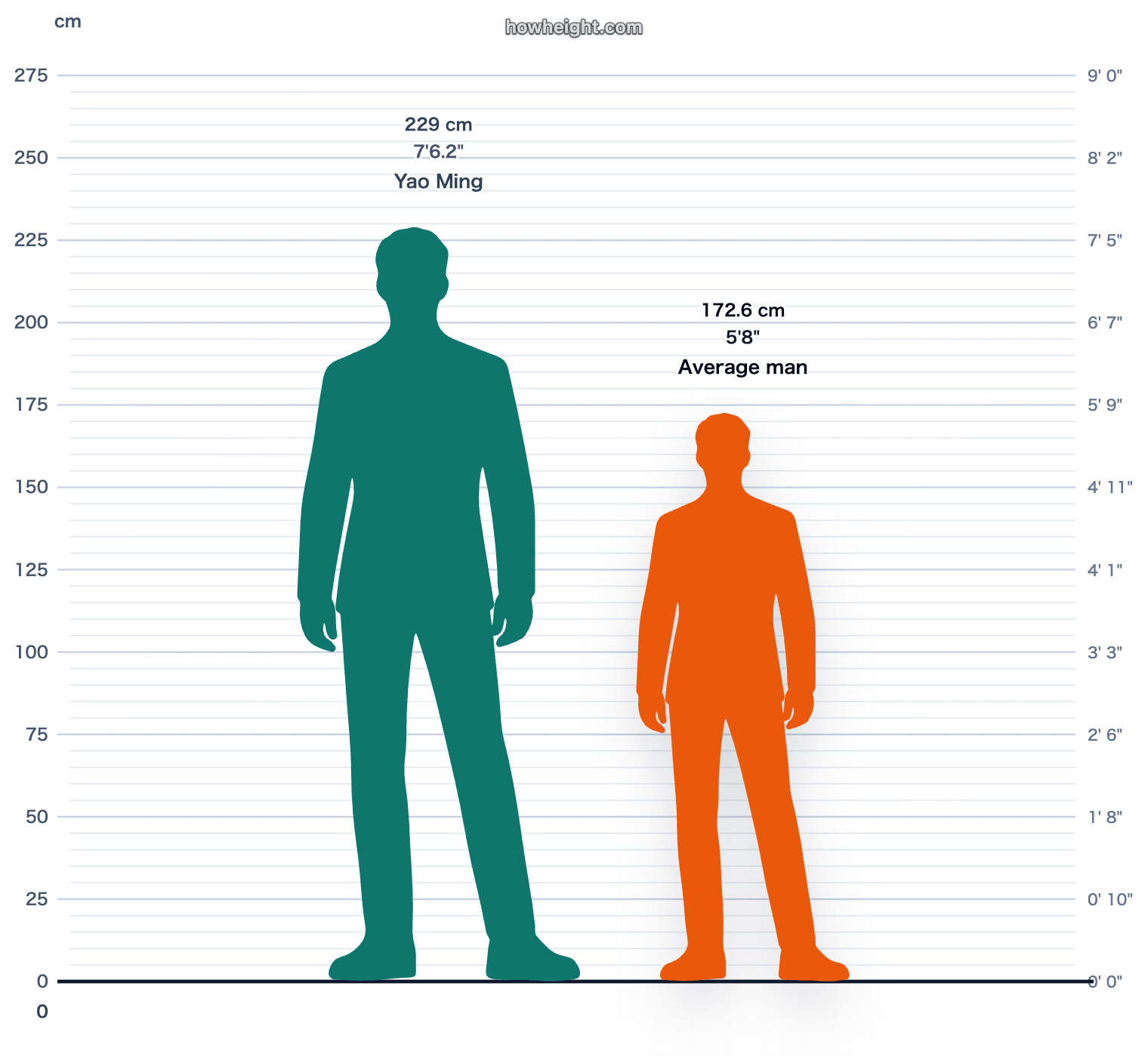 Yao Ming compared with China men average