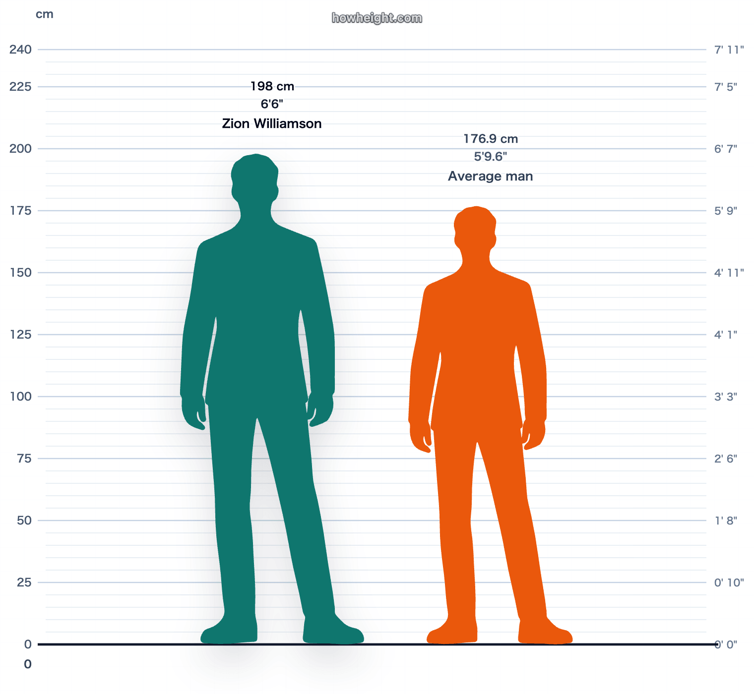 Zion Williamson compared with United States men average